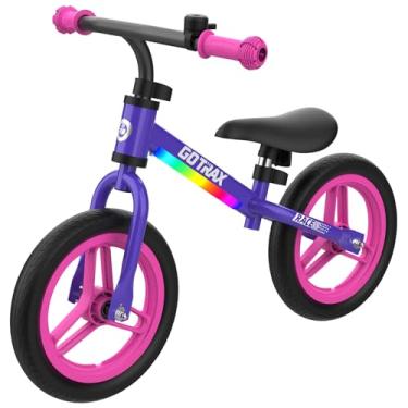 Imagem de Gotrax Bicicleta de equilíbrio KS12 para crianças de 2 a 5 anos, 30 cm com luz LED, assento ajustável e guidão, pneus sem planos e bicicleta infantil de fácil montagem, leve e sem pedal, meninos e