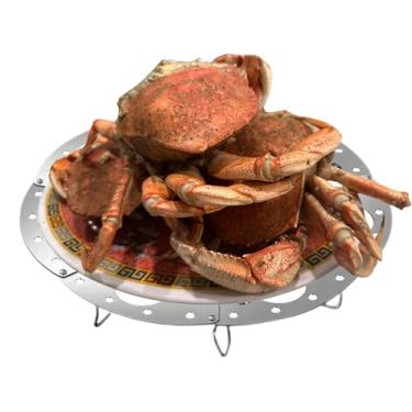 Imagem de Cesta para vaporizador de alimentos,inserção para vaporizador de alimentos | Suporte de vapor expansível para cozinhar | Bandeja de vapor dobrável com alça anti-escaldante inoxidável com altura ajustá