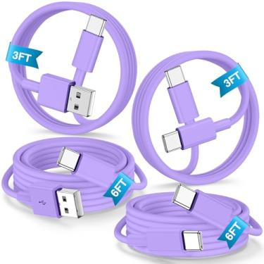 Imagem de Cabo de carregamento Carplay USB C para iPhone 16 15 Pro Max, pacote com 4 [3/3/6/6FT] 60W USB C para cabo USB C e cabo USB A para USBC de carregamento rápido tipo C para iPhone 16/15 P ro Max Plus