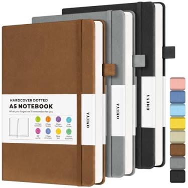 Imagem de Caderno de diário pontilhado com bala, pacote com 3, diário pontilhado A5 com papel de 120 g/m², caderno pontilhado de couro, caderno quadriculado de capa dura, cada um com 156 páginas ocultas, diário