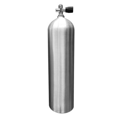 Imagem de TUXING Tanque de mergulho profissional de liga de alumínio de 11,1 L, cilindro de mergulho portátil de alta pressão polido fino com conector de válvula e base para entusiastas de mergulho profundo