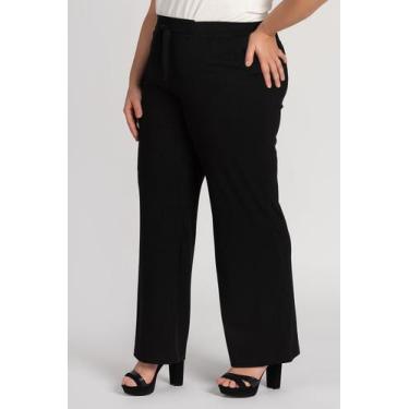 Imagem de Calça Feminina Plus Size Pantalona Canelado Cós Elástico Detalhe Amarr