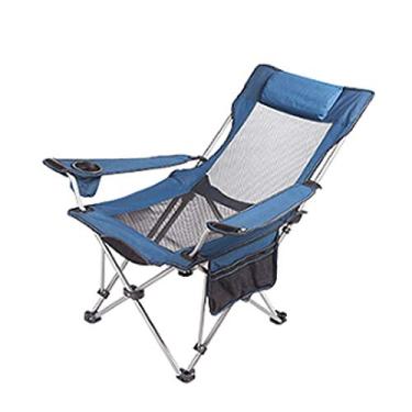 Imagem de Cadeira de acampamento portátil ao ar livre, cadeira dobrável de acampamento, reclinável dobrável para uso ao ar livre e acampamento com suporte de copo e encosto de cabeça, cadeira de acampamento