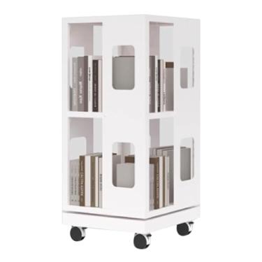 Imagem de Estante rotativa, estante de livros, prateleira de armazenamento para escritório em casa, estante rotativa de 360°, fácil de montar, estante de livros