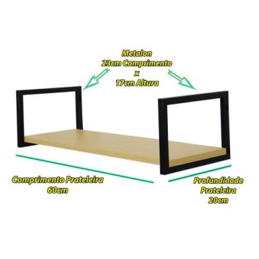 Imagem de Nicho Simples metalon Decorativo Industrial 60x20 Preto - Safira, Amad