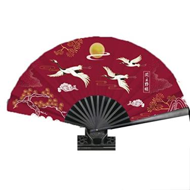 Imagem de AAPIE Ventilador dobrável estilo retrô ventiladores dobráveis chineses ventilador de bambu dobrável estilo japonês feminino de seda ventilador de mão portátil ventilador de impressão para mulheres