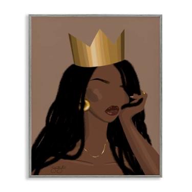 Imagem de Stupell Industries Design de arte giclée emoldurado cinza feminino coroado real por Sierra Siler, 76 x 61 cm