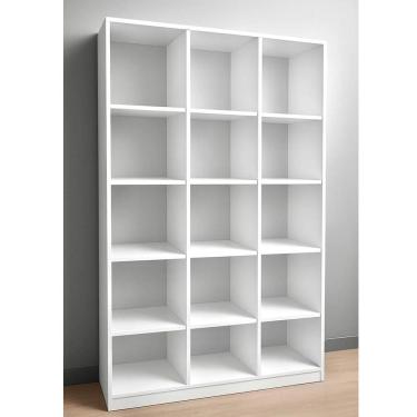Imagem de Estante Livreiro Colméia 15 Nichos Organizador Moderno Loja Casa Escritório Expositores Branco