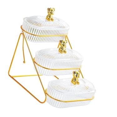 Imagem de KiBcsLic Fruteira para Sobremesas E com Tampa para Festas, Limpe 3 Camada, Tamanho real