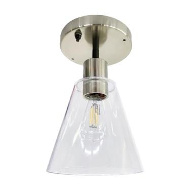 Imagem de Lâmpada LED interior RV com interruptor substitui lâmpada Edison, trailer 12 volts, lâmpada de decoração interna para ilha de cozinha, mesa de jantar níquel escovado, sombra acrílica, 3500K (1 luz)