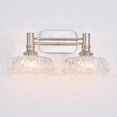 Imagem de ZILANL Luminária de banheiro de níquel escovado, moderno, 2 luzes, iluminação de banheiro, arandelas de parede vintage para fotos, espelho, corredor, quarto