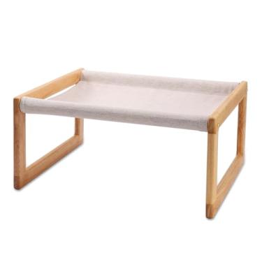 Imagem de ZQL Cama para gatos, rede de madeira maciça para animais de estimação, tecidos macios e respiráveis, camas de gato laváveis para gatos internos, cama para cães pequenos (borracha sólida, 53 cm C x 42