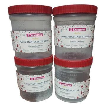Imagem de Conjunto 04 Porta Mantimentos  com Rosca 800ml Sanremo - vermelho, Ver