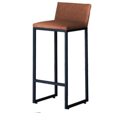 Imagem de Banqueta alta luxo dani com encosto - base metal preto - JOTABE, MARRO