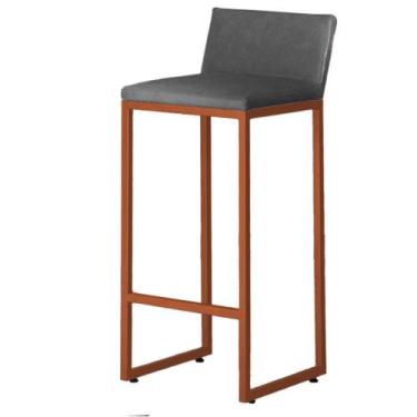 Imagem de Banqueta alta luxo dani com encosto - base metal bronze - JOTABE, cinz