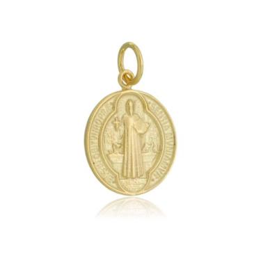 Imagem de Pingente Medalha São Bento Em Pé Dupla Face Ouro Amarelo18kl - Juniorj