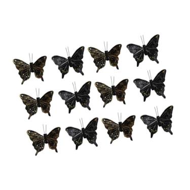 Imagem de oshhni 12 peças de decalque de parede de borboleta artificial, decoração de quarto de borboleta 3D para aniversário, quarto, parede, Grampo