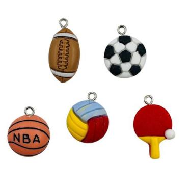 Imagem de Pingentes Futebol Vôlei Basquete 17mm 5pçs Esportes Diversos 8g - Maca