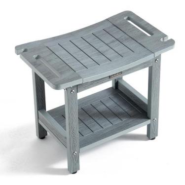 Imagem de Banco de duche KaimuBench HDPS cinza impermeável com armazenamento