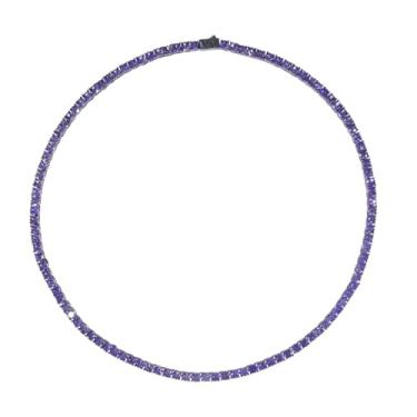 Imagem de WIC Colar de liga de cobre zircão corrente de tênis clássica joia de luxo para homens e mulheres, colar de diamante de 4 mm roxo 50 cm/20 pol