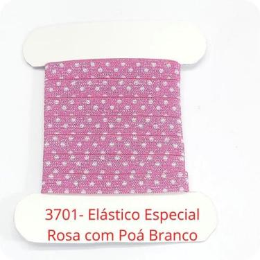Imagem de 100 metros Elástico Lurex Especial 7mm Poá Rosa Branco 3701 100 encade