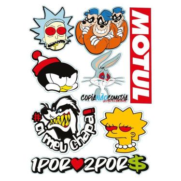 Imagem de Kit 8 Adesivos Para Capacete Carro Bike Moto Prova D`Água