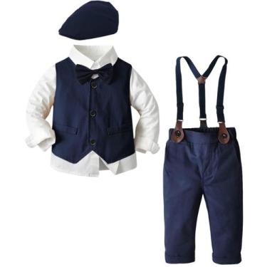 Imagem de Conjunto de roupas para meninos SANGTREE: camisa social, colete, calça