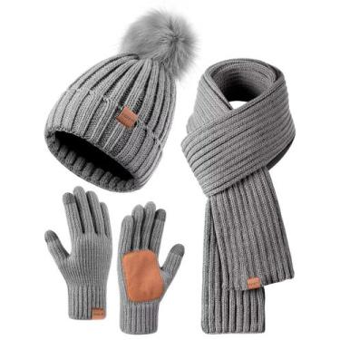 Imagem de Gorro de inverno, cachecol, cachecol, conjunto de luvas FISFET para mu