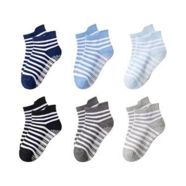 Imagem de Meias Antiderrapantes Para Crianças 6 Pares 0-5 Anos Meninos Meninas B