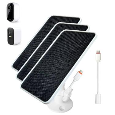 Imagem de JJMASEE Carregador de Painel Solar para Arlo Essential 2K /2K Xl(2ª Geração), Eufycam 3C/2C Pro/2C/2 Pro/2/E/Solocam E40/E20- Inclui Cabo À Prova de Intempéries de 13 Pés e Suporte (Pacote Com 3 Unida