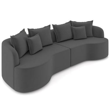 Imagem de Sofá 4 Lugares Orgânico Sala De Estar Living 270cm Ekos K01 Veludo Cinza - Lyam Decor