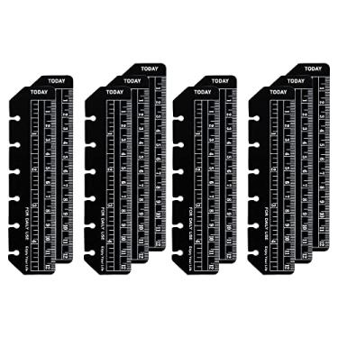 Imagem de Pacote com 10 réguas de plástico preto de 12,7 cm para fichário A7 com 6 furos, régua de encaixe e marcador de página divisor de página de medição de régua e caderno