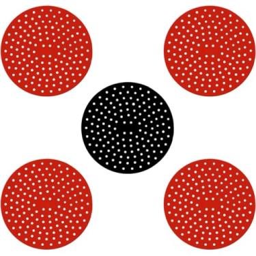 Imagem de Protetor De Fogão Indução de Silicone Tapete Fogão Indução Redondo(4 Vermelhos + 1 Preto)