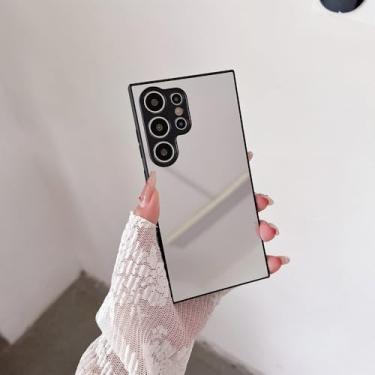 Imagem de Capa de celular preta espelhada para Samsung Galaxy S25 S24 S22 S23 S21 S20 Plus FE Note 20 Ultra A36 A16 A06 A55 A35 A25 A15 A54, preta e prateada, para Samsung Galaxy S25