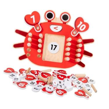 Imagem de YIJU Calculadora de caranguejo de madeira, brinquedo educacional para jardim de infância, pré-escola, primeira série, auxílio de matemática para crianças