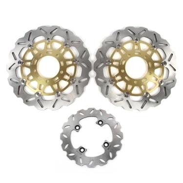 Imagem de Arashi Discos de freio dianteiros traseiros rotores para Kawasaki Ninja ZX10R ZX-10R 2004-2007, acessórios de substituição de motocicleta dourado