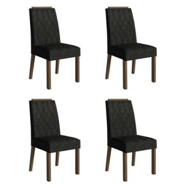 Imagem de Kit 4 Cadeiras de Jantar 4256 com Espaldar Madesa, Rustic/Oxford