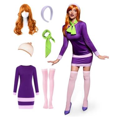Imagem de For G and PL Women Halloween Adult Costume Long Sleeve Bodycon Soby-Do Cosplay Sexy Mini Dress with Headband Scarf XS