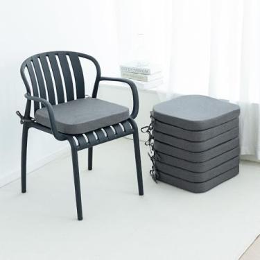 Imagem de Helios&Hestia Almofadas de cadeira de jantar internas com laços para cozinha, almofadas de assento externas com capa removível, fundo antiderrapante, impermeável, espuma de alta resistência, 43 x 40 x