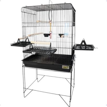 Imagem de Viveiro Grande para Pássaros Gaiola de Chão para Calopsita 101 x 55 x 38 cm com Poleiros e Comedouros
