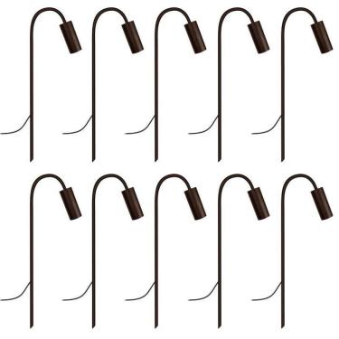 Imagem de Kit 10 Balizadores Luminária Chão Espeto Jardim Marrom 50Cm