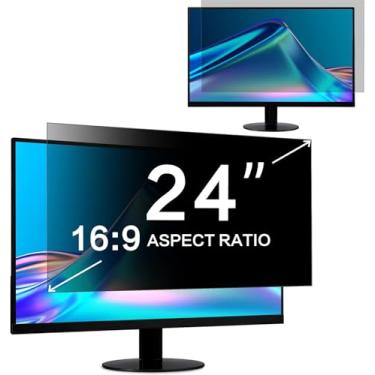 Imagem de ZOEGAA Filtro de tela de privacidade de computador de 24 polegadas, para monitor de computador widescreen 16:9 53.1 cm x 30.0 cm, protetor de privacidade removível para tela de computador e protetor