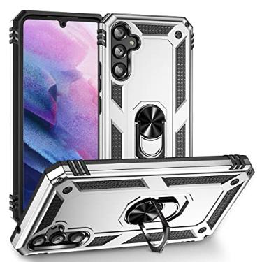Imagem de SORAKA Capa para Samsung Galaxy A34 5G com suporte de anel capa armadura para Samsung Galaxy A34 5G capa traseira de policarbonato rígido com placa de metal para celular magnético suporte de carro