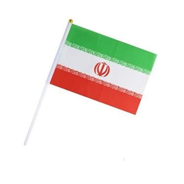 Imagem de Pacote com 50 mini bandeiras iranianas iranianas de mão pequenas bandeiras nacionais do país, suprimentos de decoração de festa para desfiles, Copa do Mundo, eventos esportivos, festival internacional