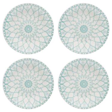 Imagem de Kit Jogo 4 Pratos Fundos Biona Mandala em Cerâmica Decorada 21,5 cm - 
