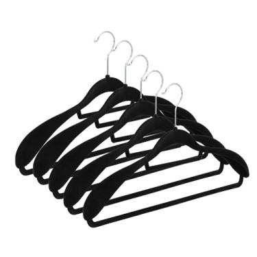 Imagem de Kit 20 Cabide de Veludo Adulto com Ombreira Fixa para Camisa Terno Blazer Vestido Saia (Preto)