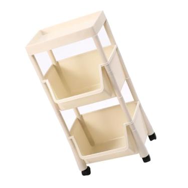 Imagem de Acouto Rack de Armazenamento Removível Moderno Com Tampa para Cozinha, Banheiro e Lavanderia - Carrinho de Punção Com Rodas (Três camadas brancas cremosas)