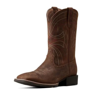 Imagem de Ariat Bota caubói masculina esportiva de bico quadrado largo, Marrom envelhecido, 8 Wide