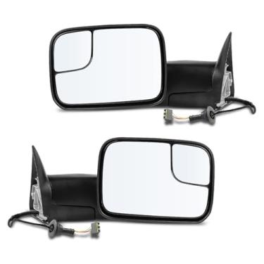 Imagem de LLPTA Espelhos de reboque Drive & Paasenger - Compatível com Dodge Ram 1500 2500 3500 1994-1997 - Espelhos retrovisores laterais pretos dobráveis manuais ajustáveis