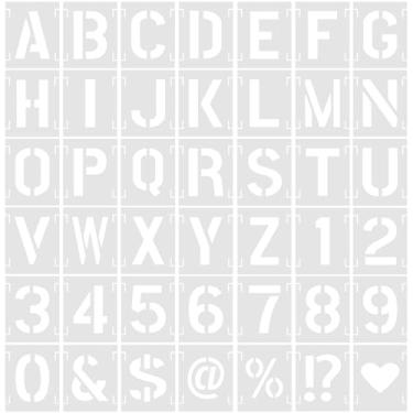 Imagem de Estênceis reutilizáveis com símbolo de número de letra de 10 cm, 42 peças, modelos de pintura de plástico para tecido de parede de madeira, quadro-negro, sinalização, porta escolar, varanda faça você